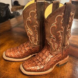 Little Boys Genuine Leather Alligator Cowboy Boots. Size 11.
